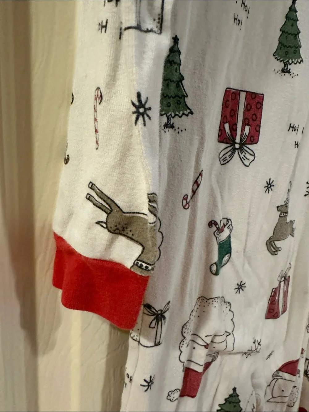 Carter's White and Red Santa Print Footed One-Piece Pajamas